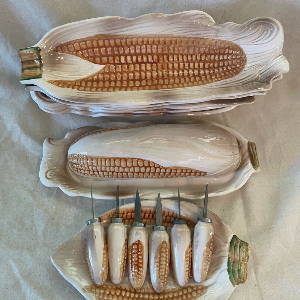 Ceramic Corn on the Cob Serving Set